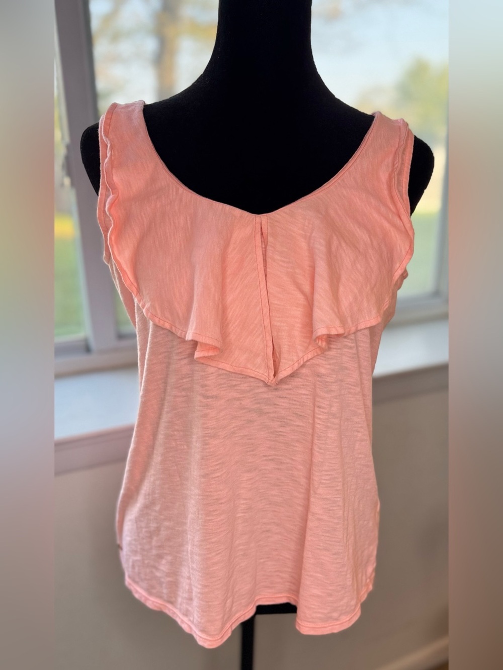 Lilly Pulitzer ruffle front V neck tank top coral preppy beach summer chic XS